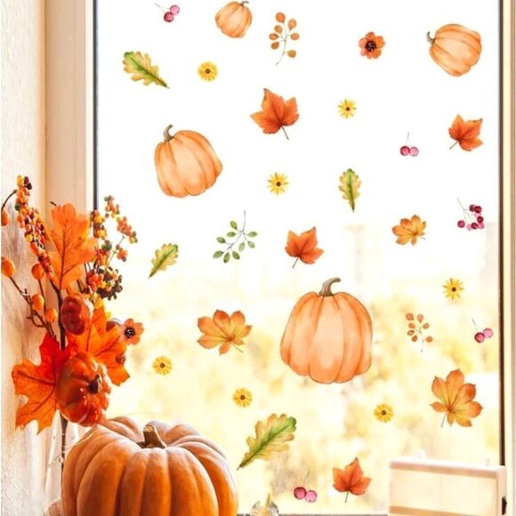 Pumpkin 🎃 and Leaf Wall/Window Stickers - Picture 1 of 4